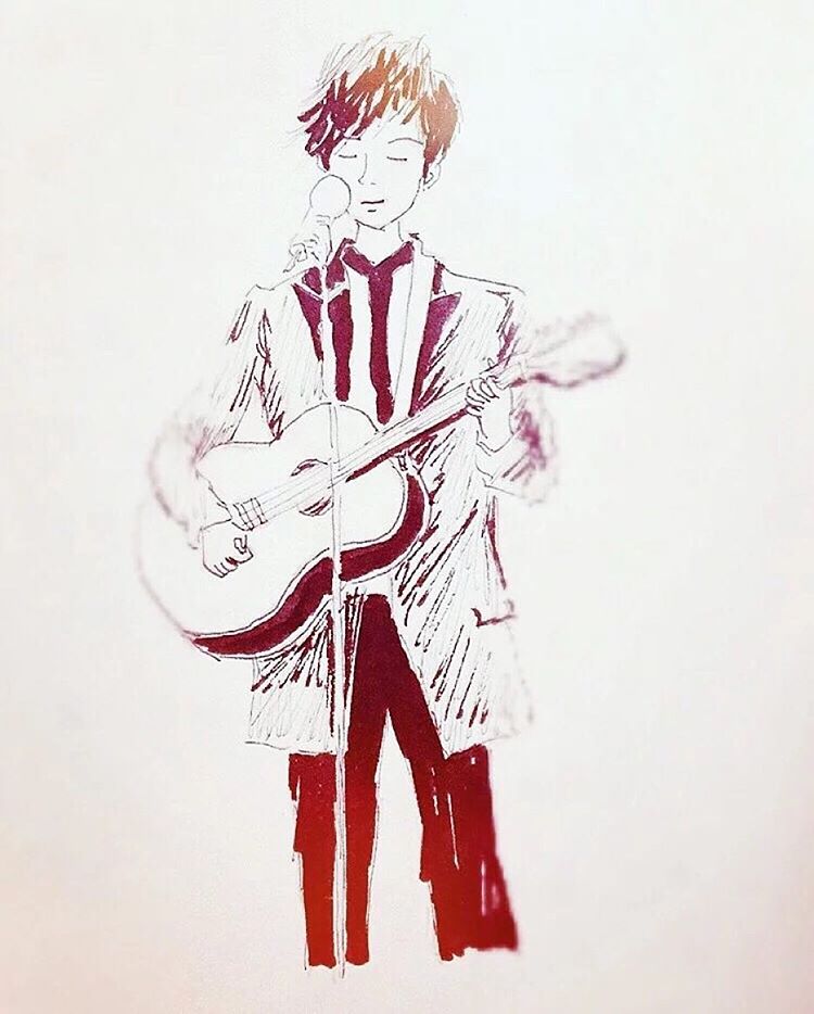 Art by triples.kua (China) from Instagram - Hyun Joong... Gemini tour... guitar... Because I&#039;m stupid