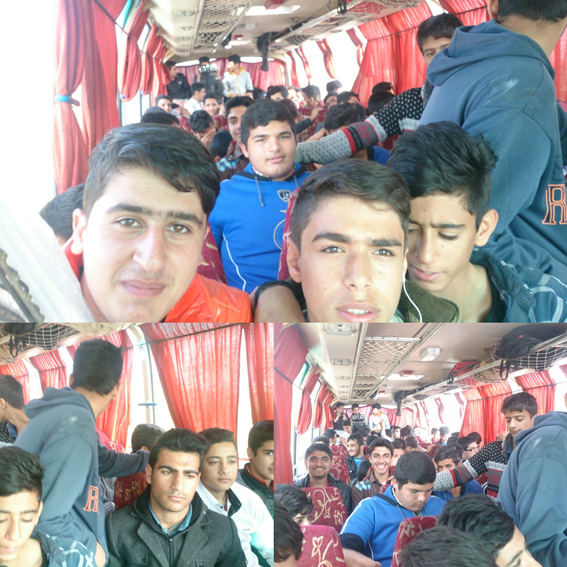 لحظه حرکت از مدرسه در میان شور و هیجان بچه ها