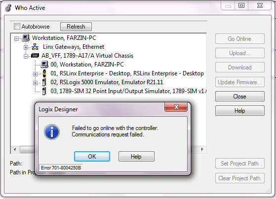 Problem with RSlogix 5000 Emulator Problem with RSlogix 5000 Emulator