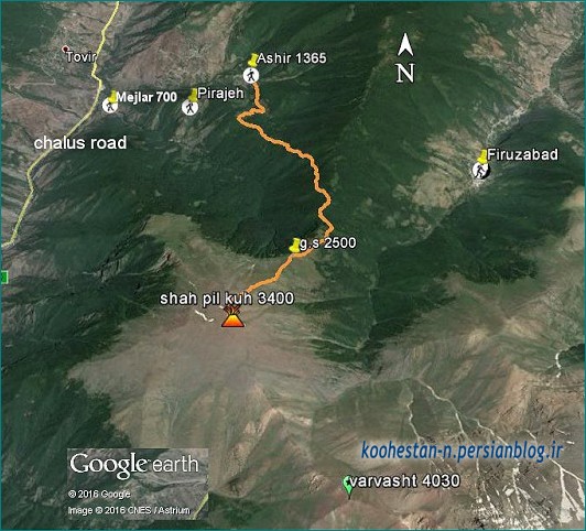 قله شاه پیل کوه در گوگل ارث