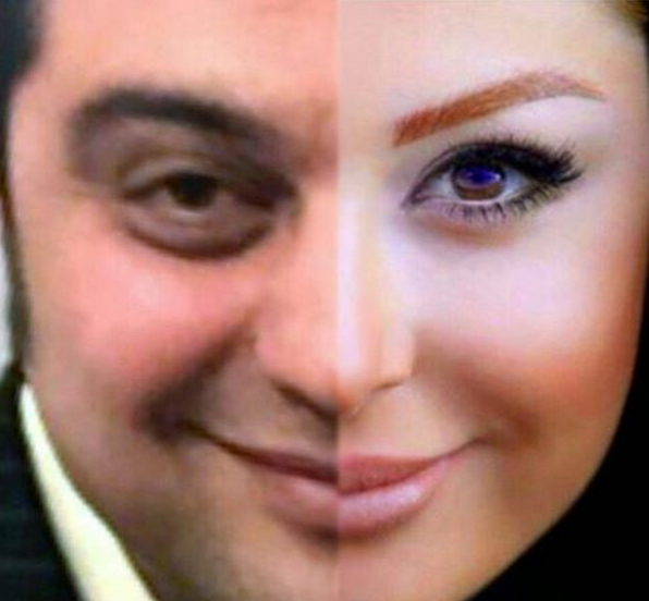 یک عکس نیمرخی توامان نیوشا ضیغمی و همسرش