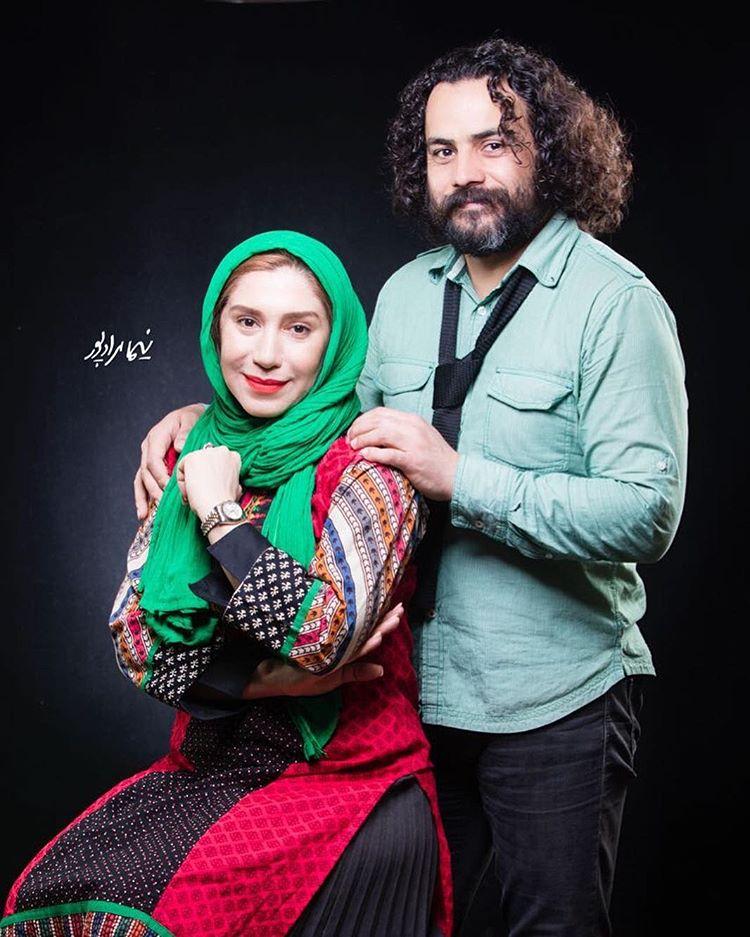 نسیم ادبی با همسرش