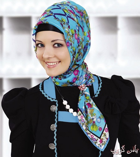 روسری مجلسی آبی