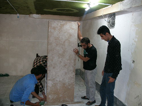 بازسازی و تعمیرات حسینیه شهید دولت آبادی (هیئت زوّارالحسین علیهم السلام ) توسط خادمین هیئت زوّارالحسین(ع)