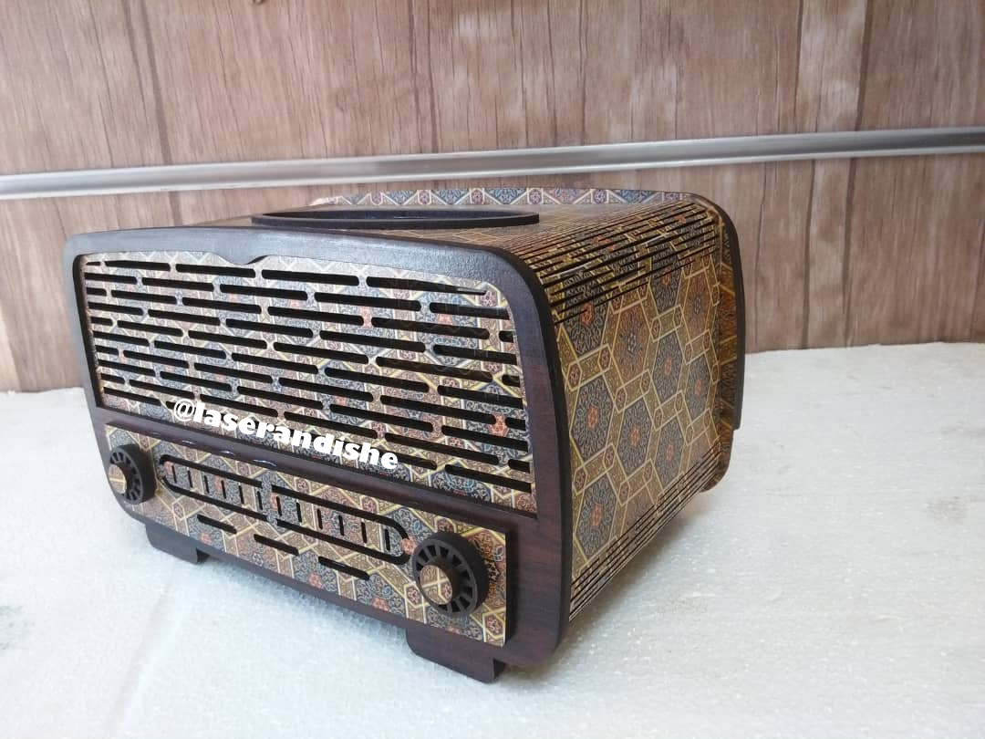 طرح ليزر جعبه دستمال راديو قديمي 1399