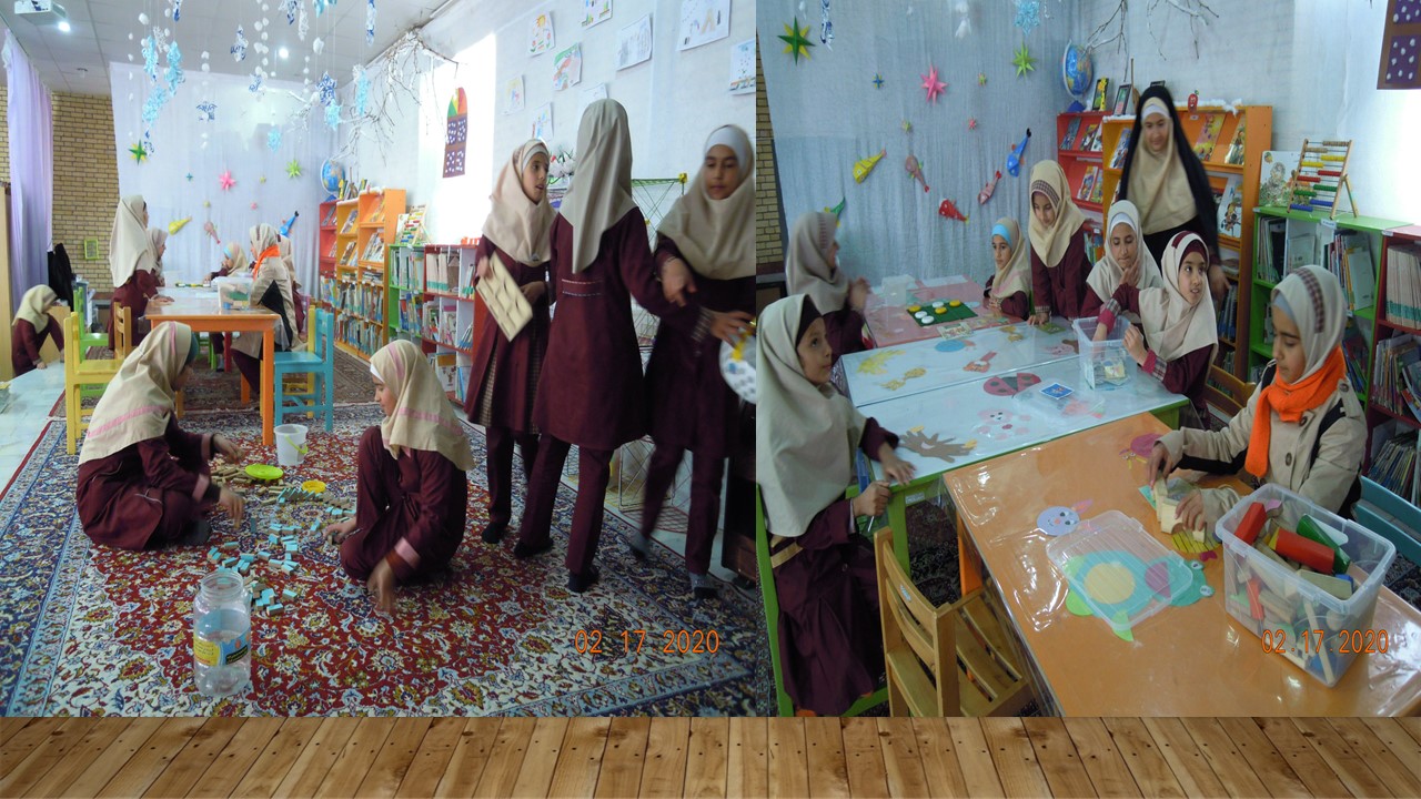 بازدید دانش آموزان دبستان شهید محمدحسنی ازکتابخانه و جمع خوانی کتاب