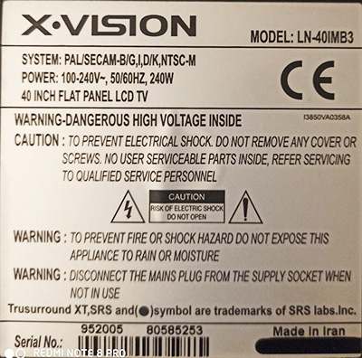 تعمیرات تلویزیون ایکس ویژن LN-40IMB3