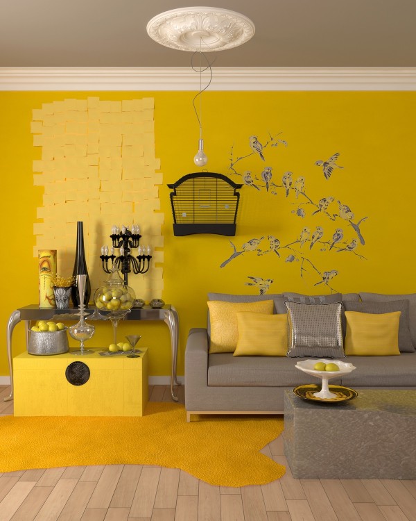 رنگ زرد در اتاق نشیمن