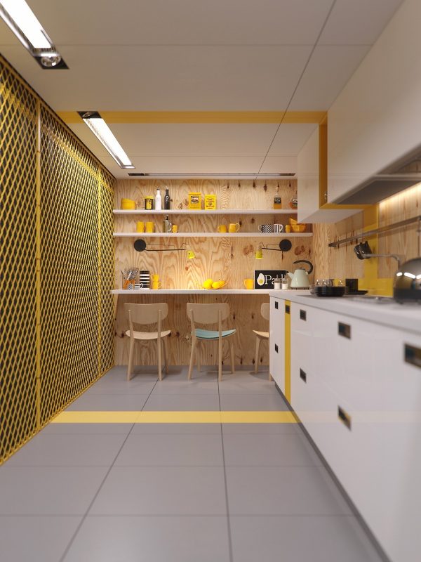 کابینت آشپزخانه رنگ زرد12