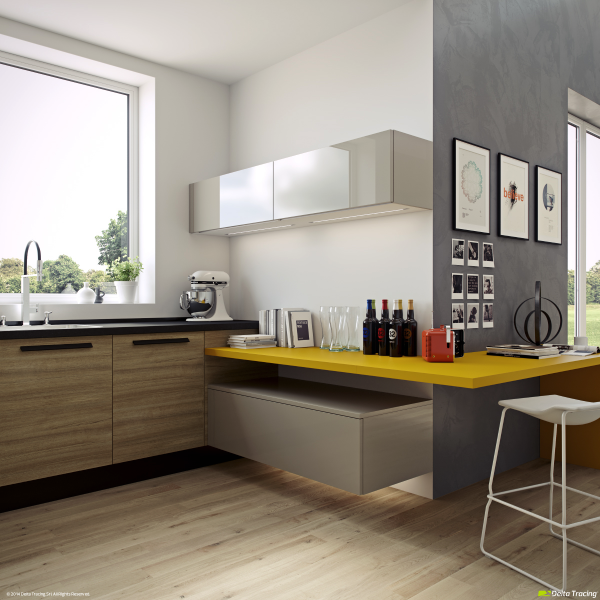کابینت آشپزخانه رنگ زرد15