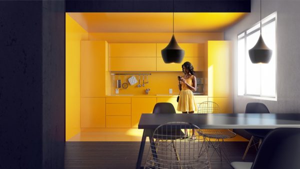 کابینت آشپزخانه رنگ زرد16
